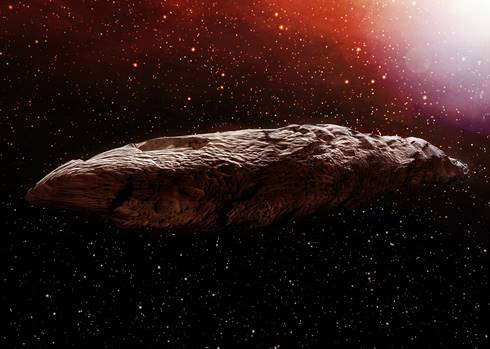 Ilustrasi bentuk Oumuamua